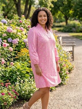 Crown and Ivy Pink Floral Ruffle V-Neck Dress Mini NWT XL Mothers Day